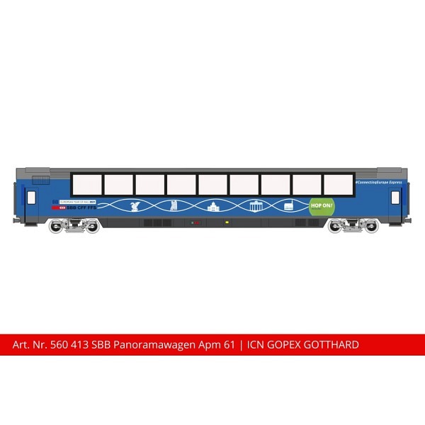 Spur 1:  SBB Panoramawagen Apm 61 85 19-90 109-3, blau	Connecting Europe Express -  verkürzter Län..