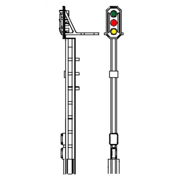 Spur LGB:  RhB 3-flammiges Hauptsignal ( grün-rot-orange ) - mit integriertem Q-Decoder 