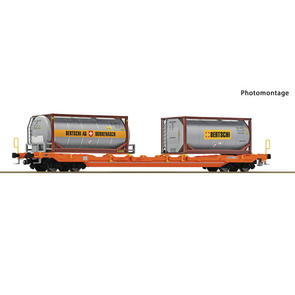 Taschenwagen T5, Wascosa  "Bertschi"    Wir liefern diesen Wagen ohne Aufpreis mit WS-Achsen für das 3-L-Märklin-System