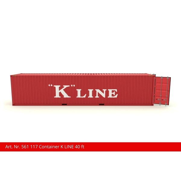 Spur 1:  40 ft Container "K LINE" zu Containertragwagen Sgns 