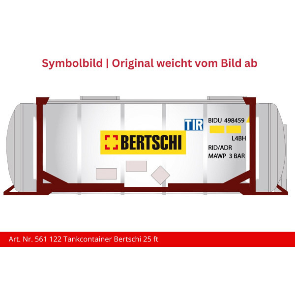 Spur 1:  25 ft Tankcontainer "Bertschi" zu Containertragwagen Sgns 