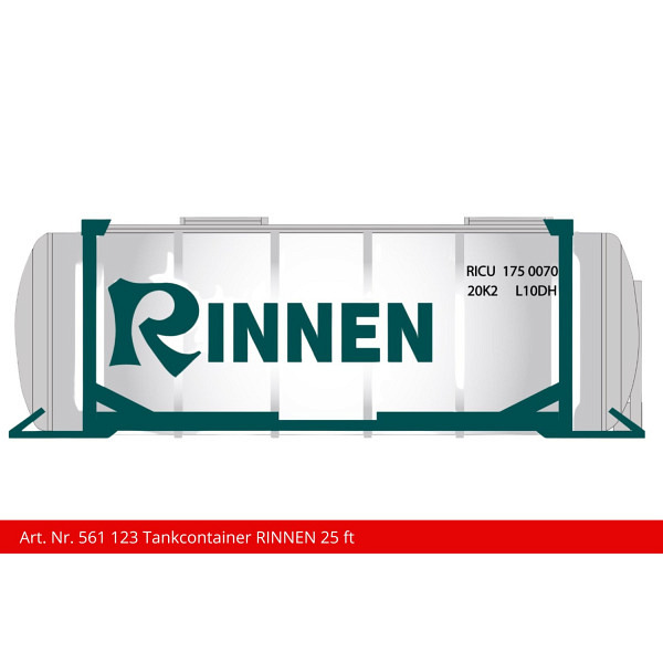 Spur 1:  25 ft Tankcontainer "RINNEN" zu Containertragwagen Sgns 