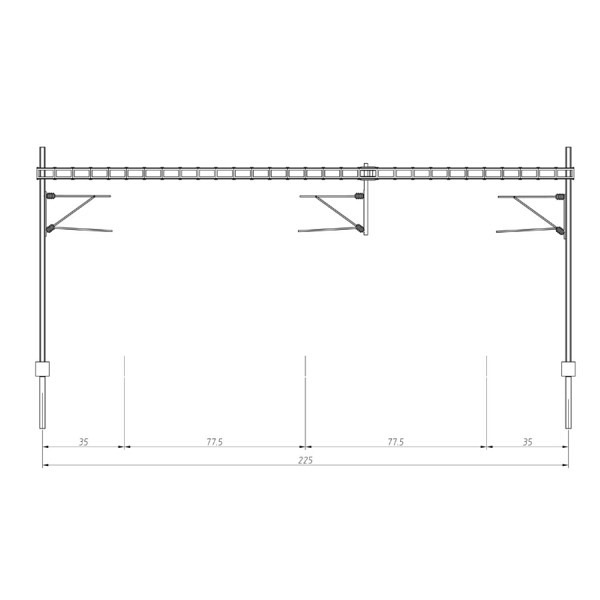 SBB 3-gleisiges H-Profil-Quertragwerk für Märklin-Oberleitung.  - Mastabstand 225 mm. 