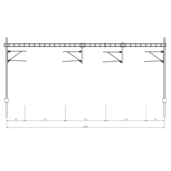 SBB 4-gleisiges H-Profil-Quertragwerk für Märklin-Oberleitung - Mastabstand 302.5 mm.